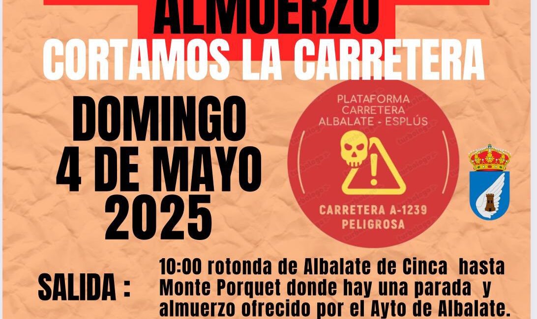 Este domingo se espera una protesta y corte de la carretera A-1239 que une Albalate de Cinca y Esplús