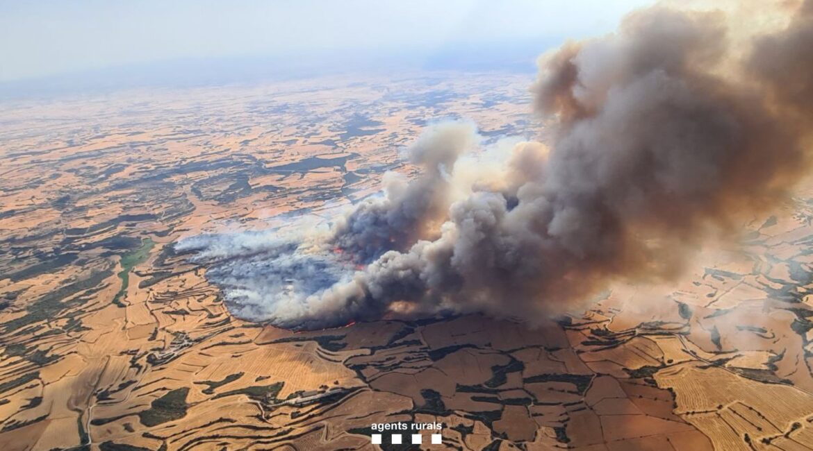 Un gran incendio en La Segarra (Cataluña) llena de humo el Bajo/Baix Cinca