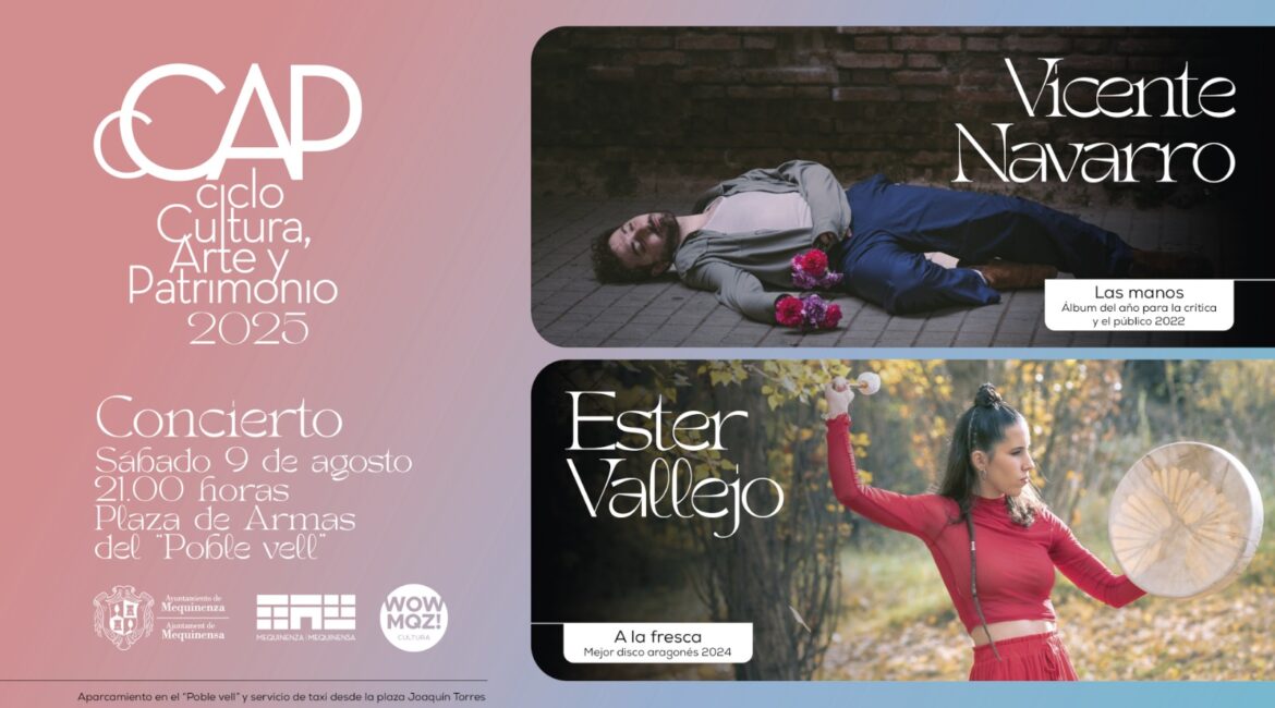Ester Vallejo y Vicente Navarro actuarán en el Ciclo Cultura, Arte y Patrimonio de Mequinenza