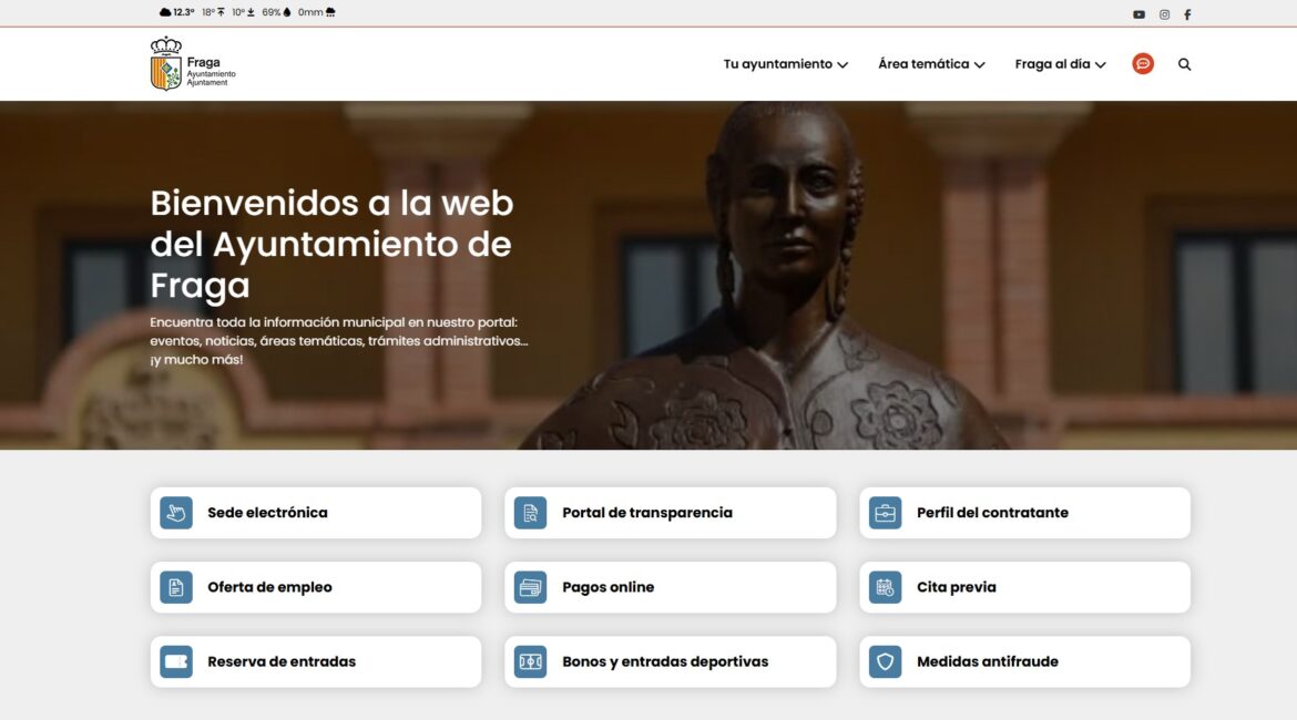 El Ayuntamiento de Fraga renueva su página web para ofrecer un mejor servicio al ciudadano