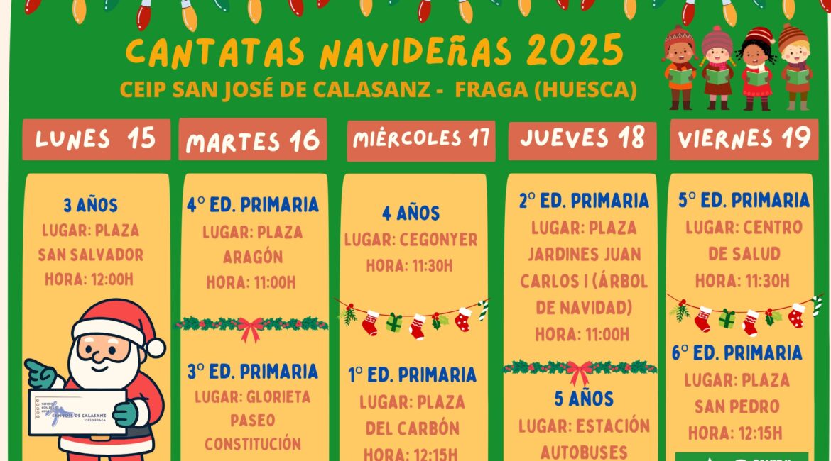 El Colegio San José de Calasanz de Fraga llenará la ciudad de villancicos plurilingües