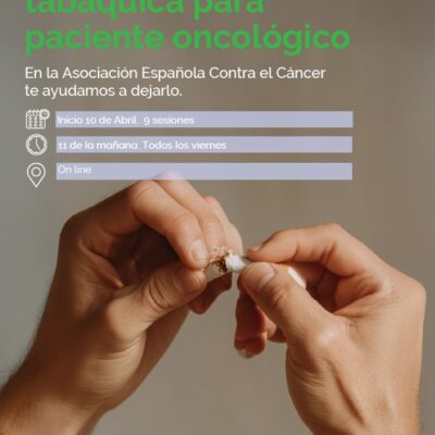 La Asociación Española Contra el Cáncer impulsa un programa de deshabituación tabáquica para pacientes oncológicos