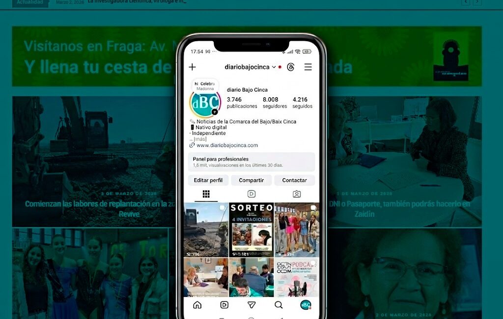 Diario del Bajo Cinca supera los 8.000 seguidores en Instagram y consolida su liderazgo digital en el sur de Huesca