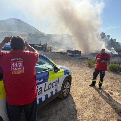 Miden las particulas del aire en la zona del incendio de la planta de residuos en Fraga: estos son los resultados