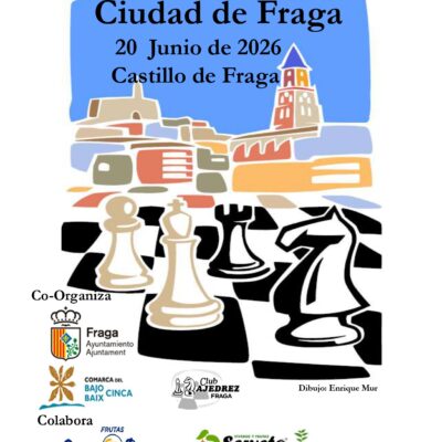 El XIV Open Ciudad de Fraga de ajedrez se celebrará el 20 de junio en el Castillo con más de 1.100 euros en premios
