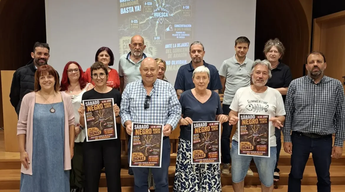 Los afectados por el estado de la A-2214 entre Ontiñena y Candasnos se suma al “Sábado Negro” por unas carreteras dignas en Huesca