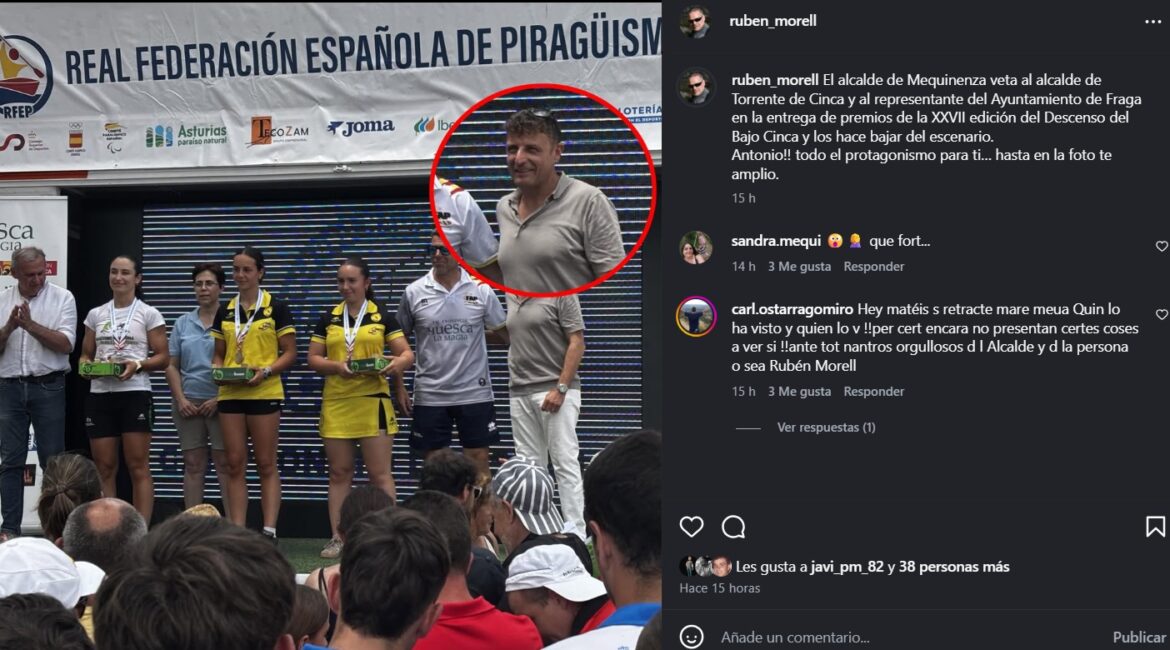Acusan al alcalde de Mequinenza de vetar a los representantes de Torrente y Fraga en la entrega de trofeos del Descenso del Cinca