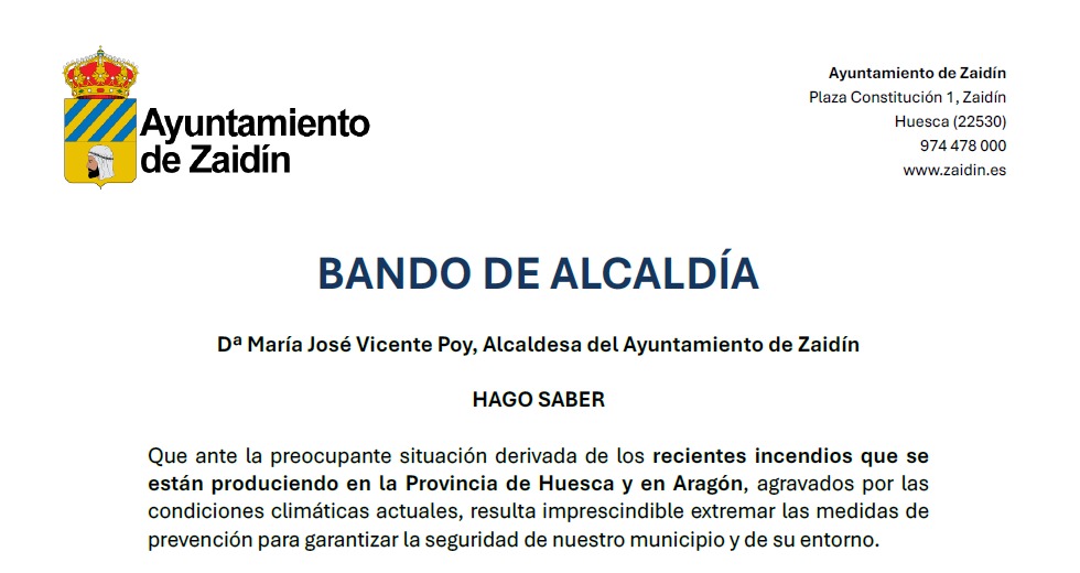 Zaidín emite un bando para reducir el riesgo de incendios en las parcelas del municipio