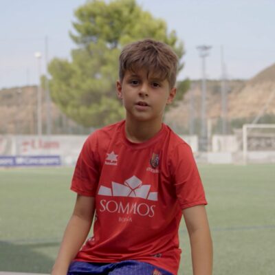 El fragatino Ibai Blasco, de la escuela de la UD Fraga, protagonista de la campaña de abonados de la SD Huesca