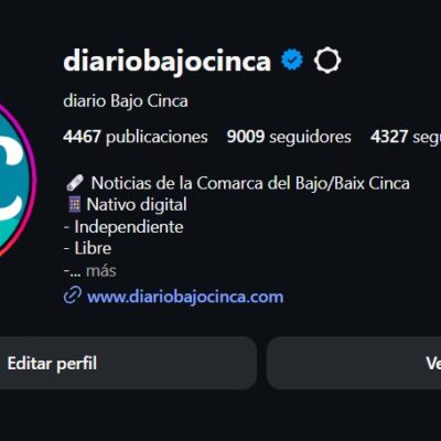Diario Bajo Cinca alcanza los 9.000 seguidores en Instagram y supera los dos millones de impactos mensuales en sus redes sociales