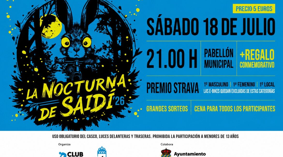La Nocturna de Saidí celebrará una nueva edición el 18 de julio con salida desde el pabellón municipal