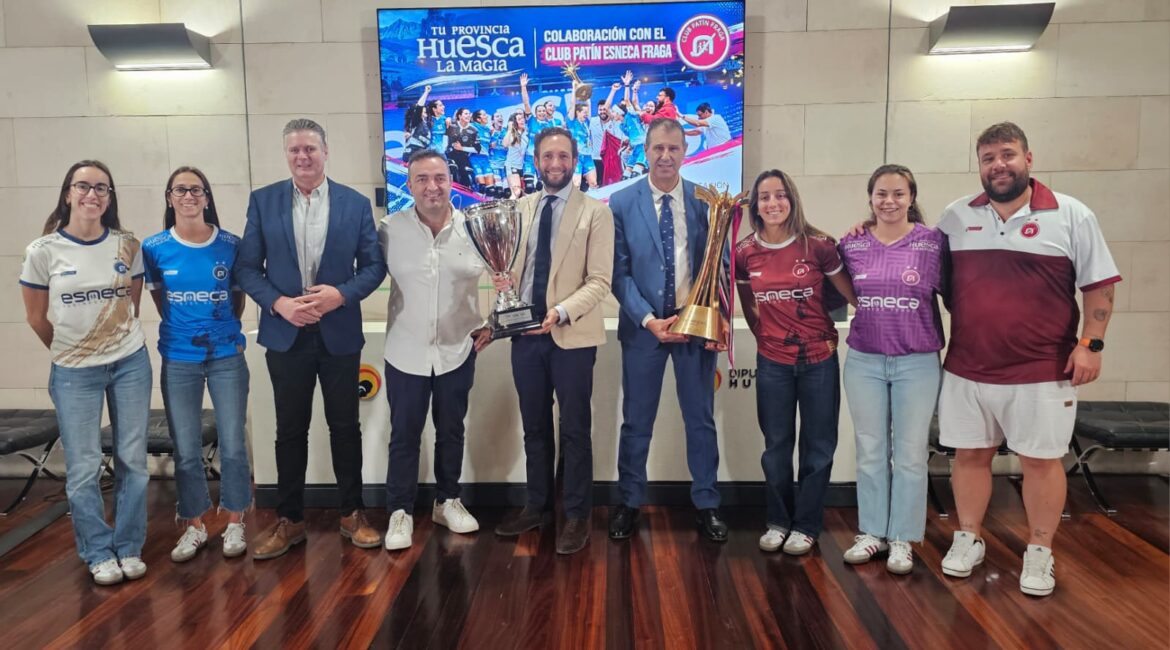 La Diputación de Huesca celebra con el Club Patín Fraga una temporada histórica y refuerza su apoyo al equipo