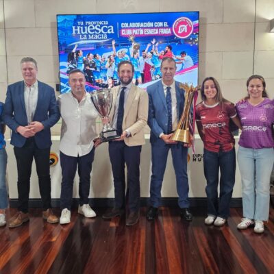 La Diputación de Huesca celebra con el Club Patín Fraga una temporada histórica y refuerza su apoyo al equipo
