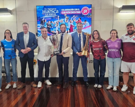 La Diputación de Huesca celebra con el Club Patín Fraga una temporada histórica y refuerza su apoyo al equipo