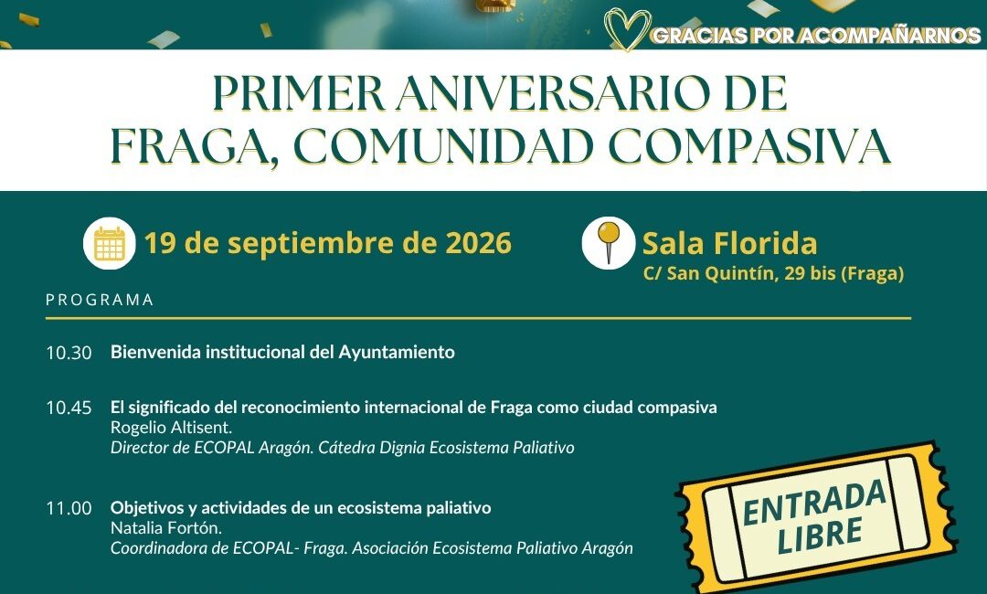 Fraga celebrará el primer aniversario como comunidad compasiva el sábado 19 de septiembre