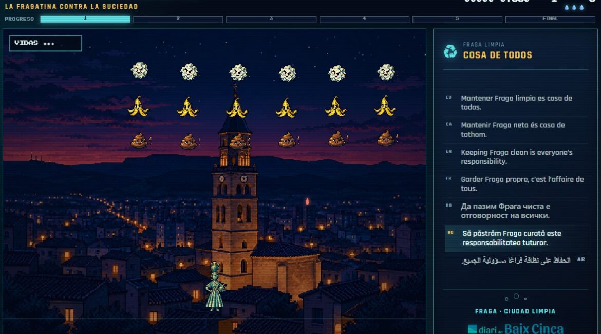 «Fraga Invaders»: La Fragatina lucha contra la basura de la ciudad en un videojuego retro creado con inteligencia artificial